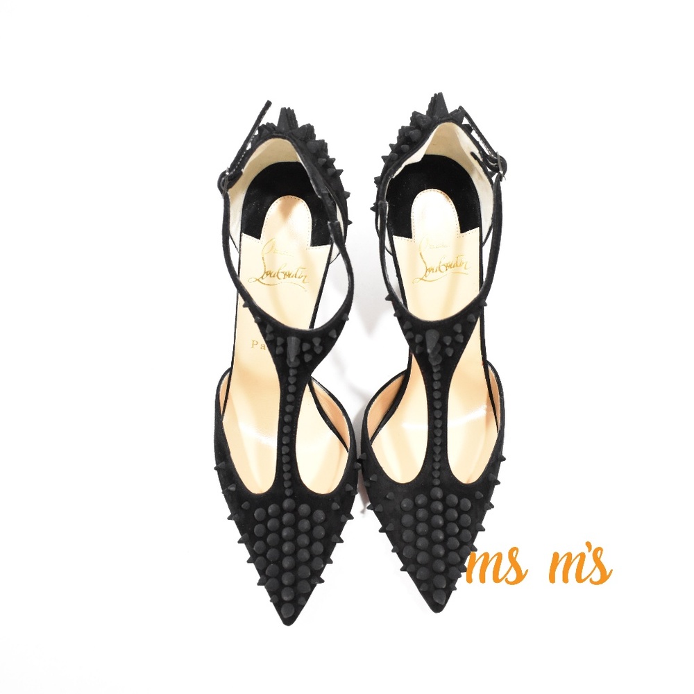 NIB Christian Louboutin Suede Spike Stud Heels - Picture 5 of 8